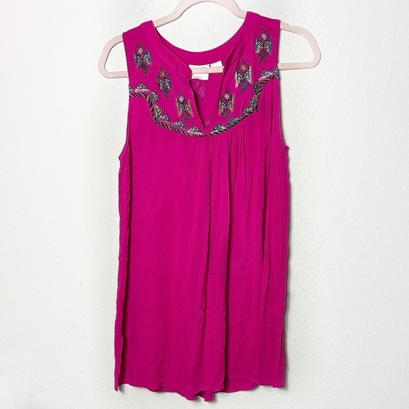 Maeve Embroidered Tunic Top in Fuchsia Embroidered Sleeveless Blouse size Small - Picture 11 of 11